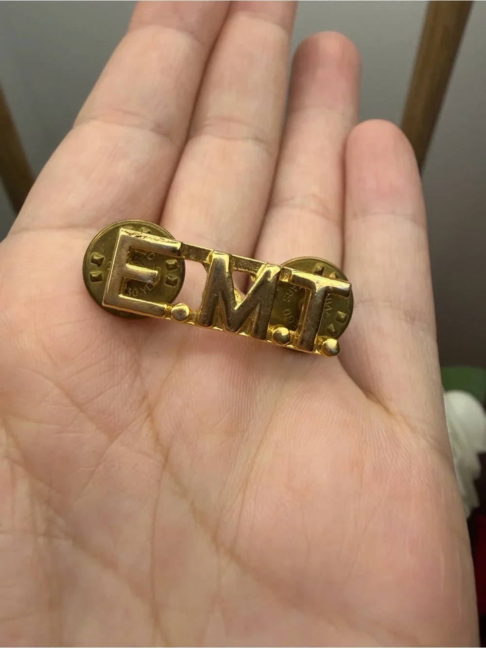 EMT Lettered Lapel Pin - Gold